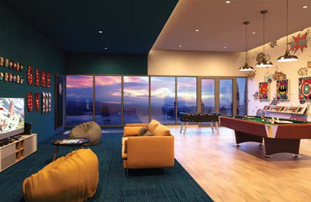 Indoor games room with pool table at Padang Residences