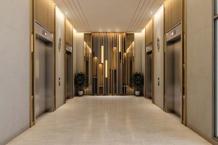 Modern lift lobby interior at Padang Residences Tower B & C